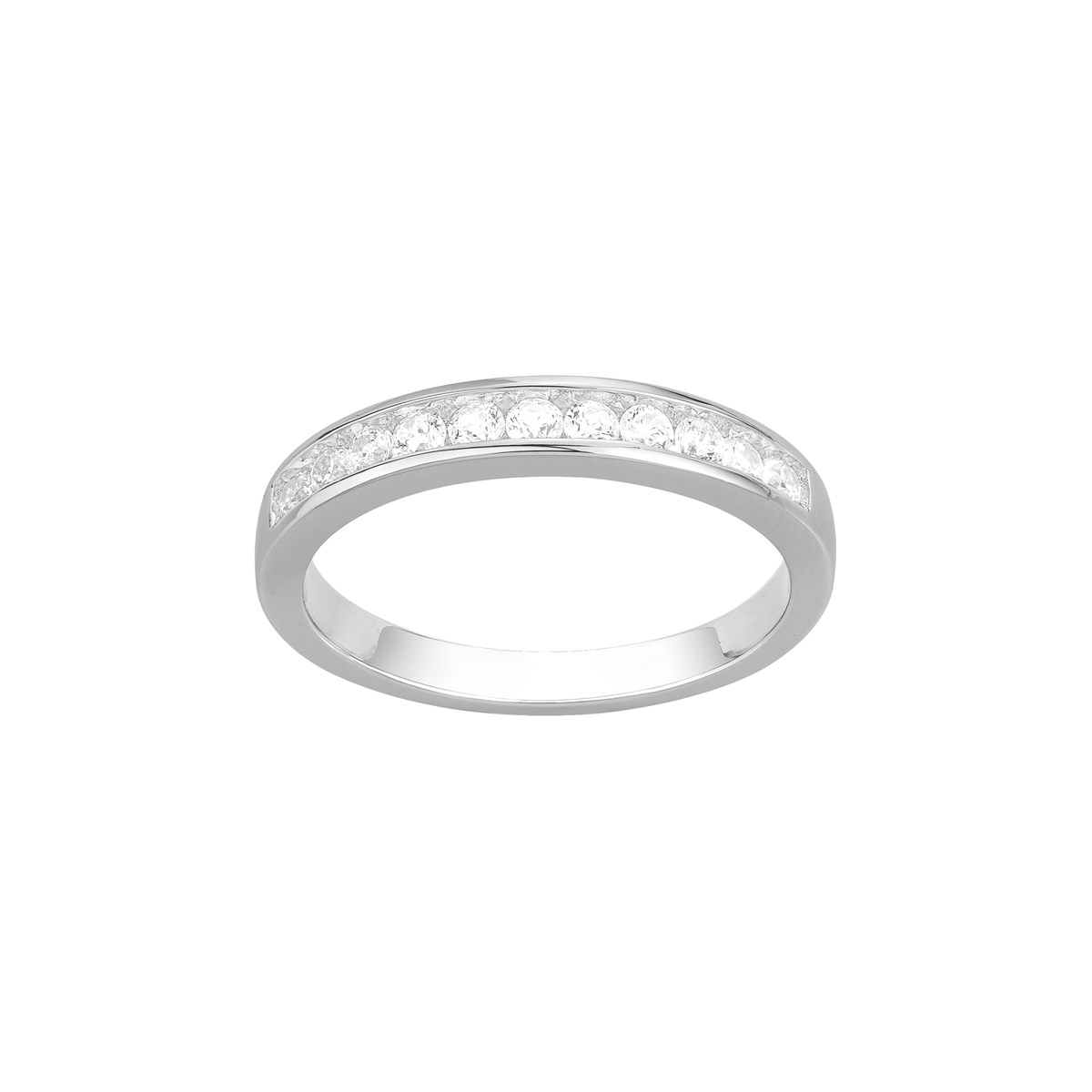 Alliance en Argent avec oxyde de zirconium blanc