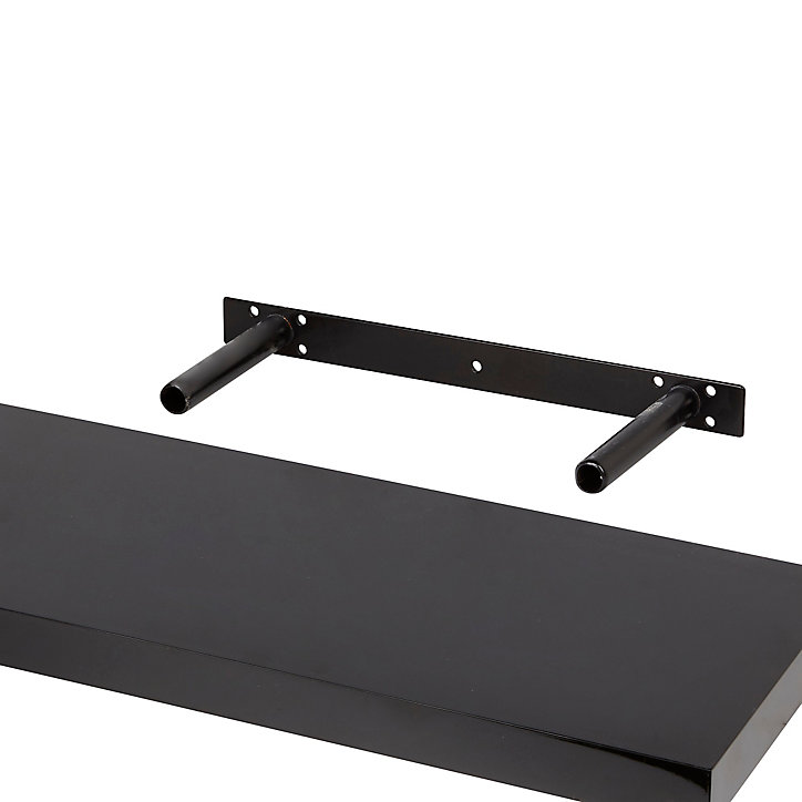 Tablette murale avec fixation invisible Form Cusko noir brillant 118 cm