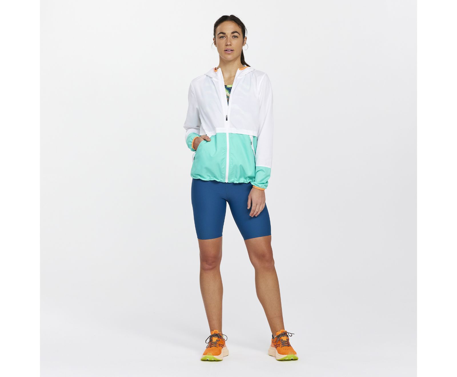 Saucony Packaway Hardloopjack Wit/Mint Groen Dames