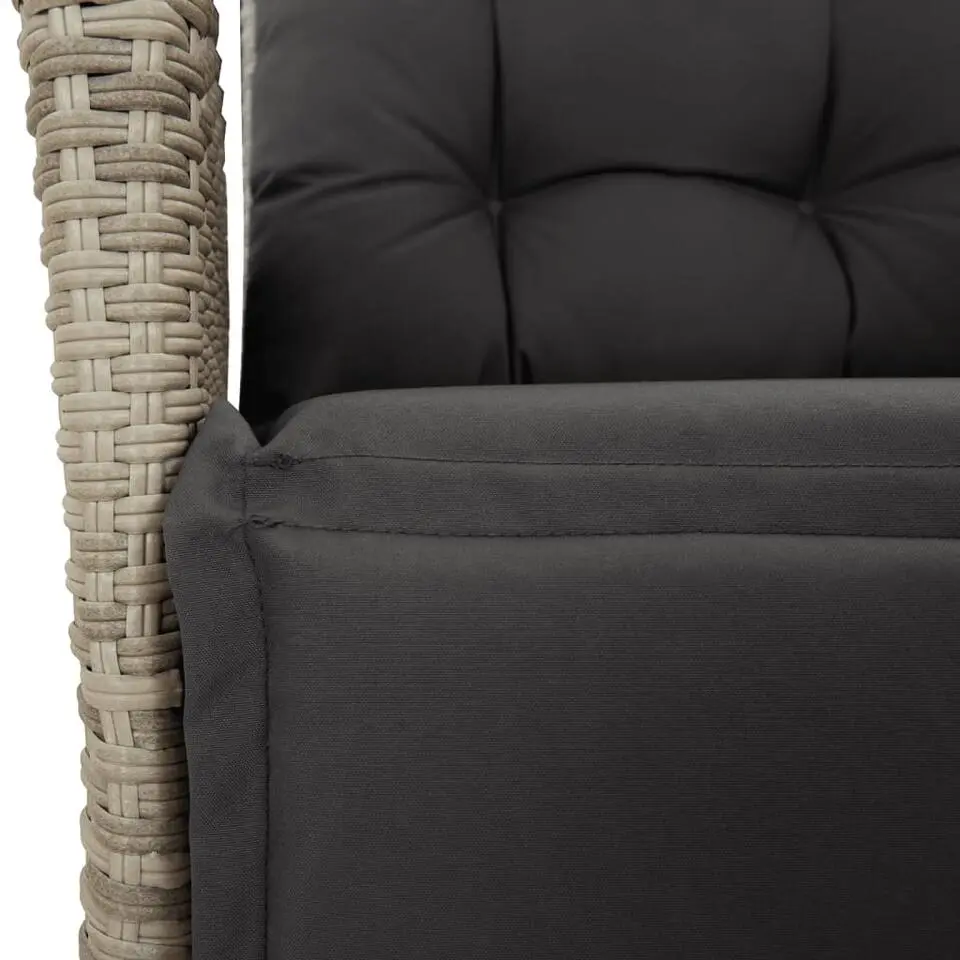 vidaXL - Verstelbare tuinstoelen - Voetensteun - Grijs - Poly rattan - 2 stuks