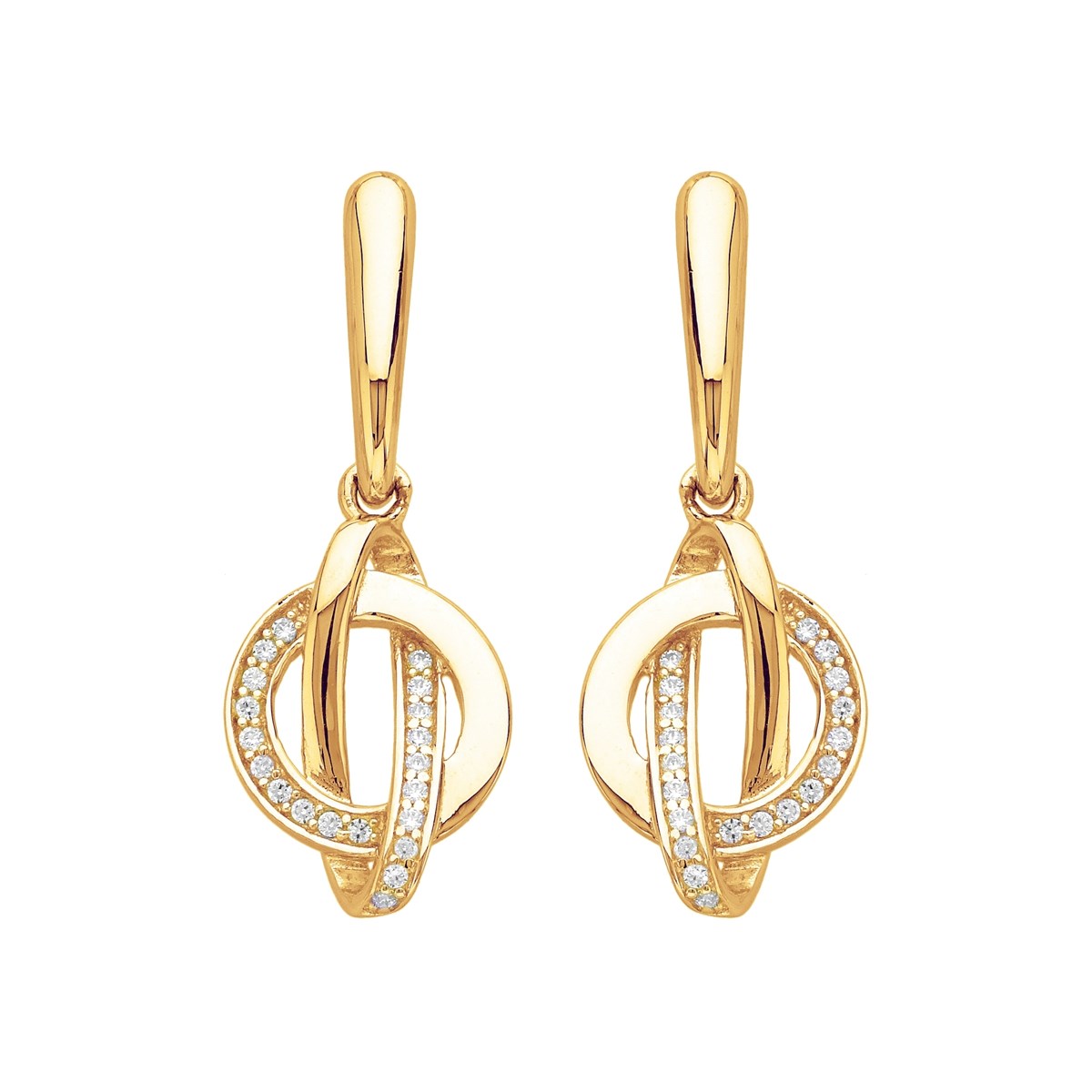 Boucles d'oreilles pendantes en Plaqué Or avec oxyde de zirconium blanc