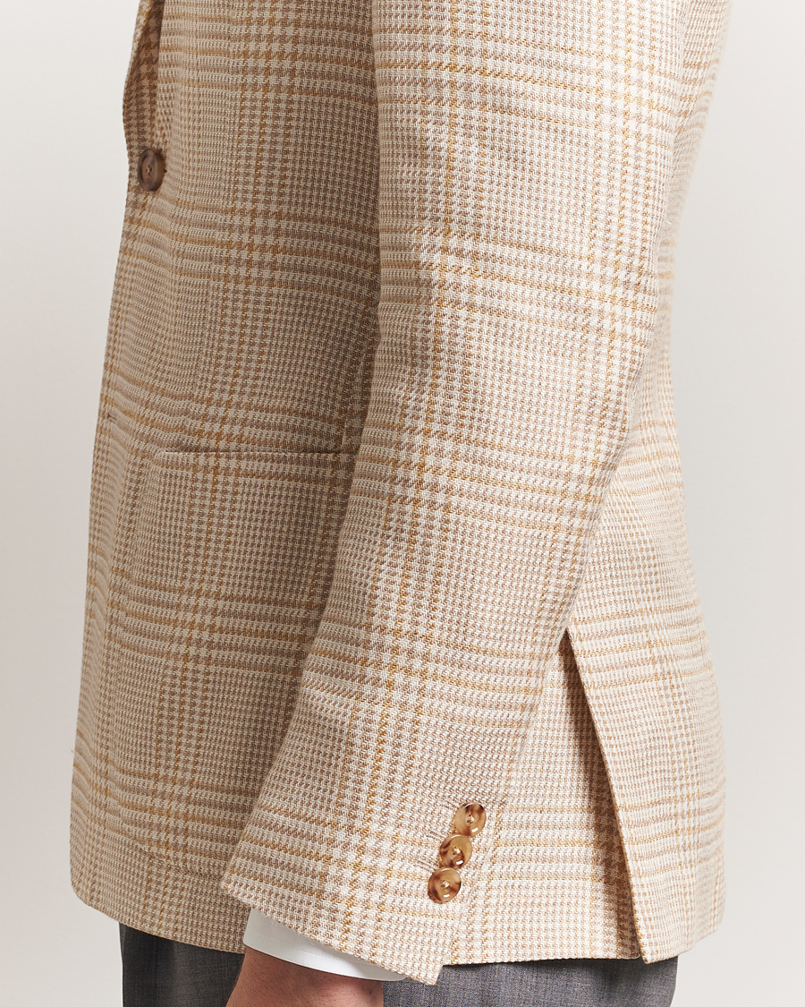 Lardini Cotton/Linen Glencheck Blazer Beige