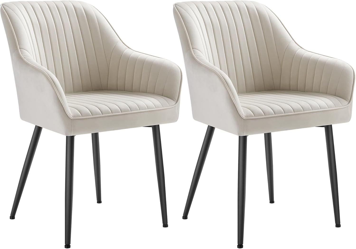 SONGMICS Esszimmerstuhl 2er Set, Küchenstuhl, Sessel, Samt, Polsterstuhl mit Armlehnen, Loungesessel, bis 120 kg belastbar, Metallbeine, für Esszimmer, Küche, cappuccinobeige LDC087W12