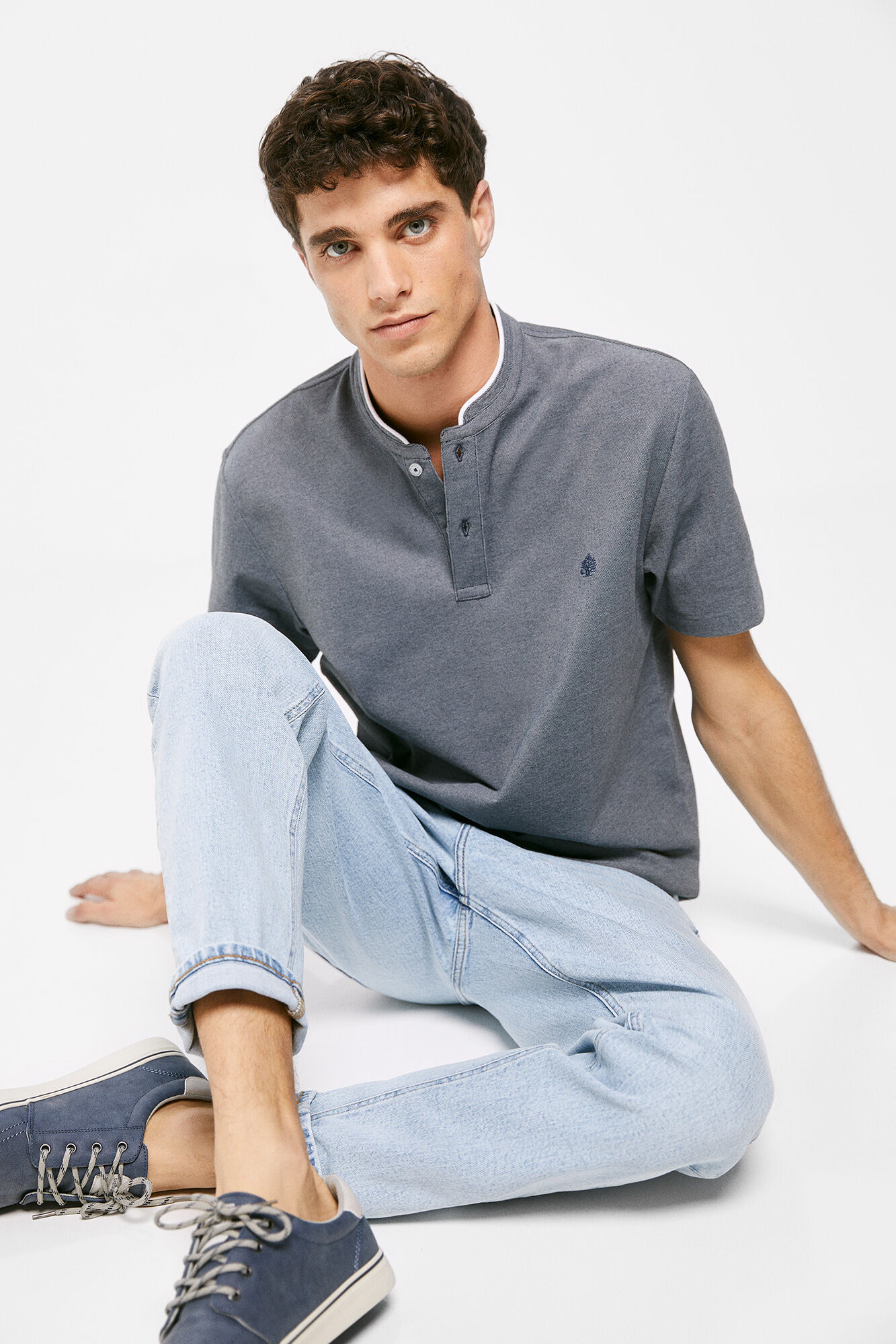 Polo Mao Oxford - Azul Escuro