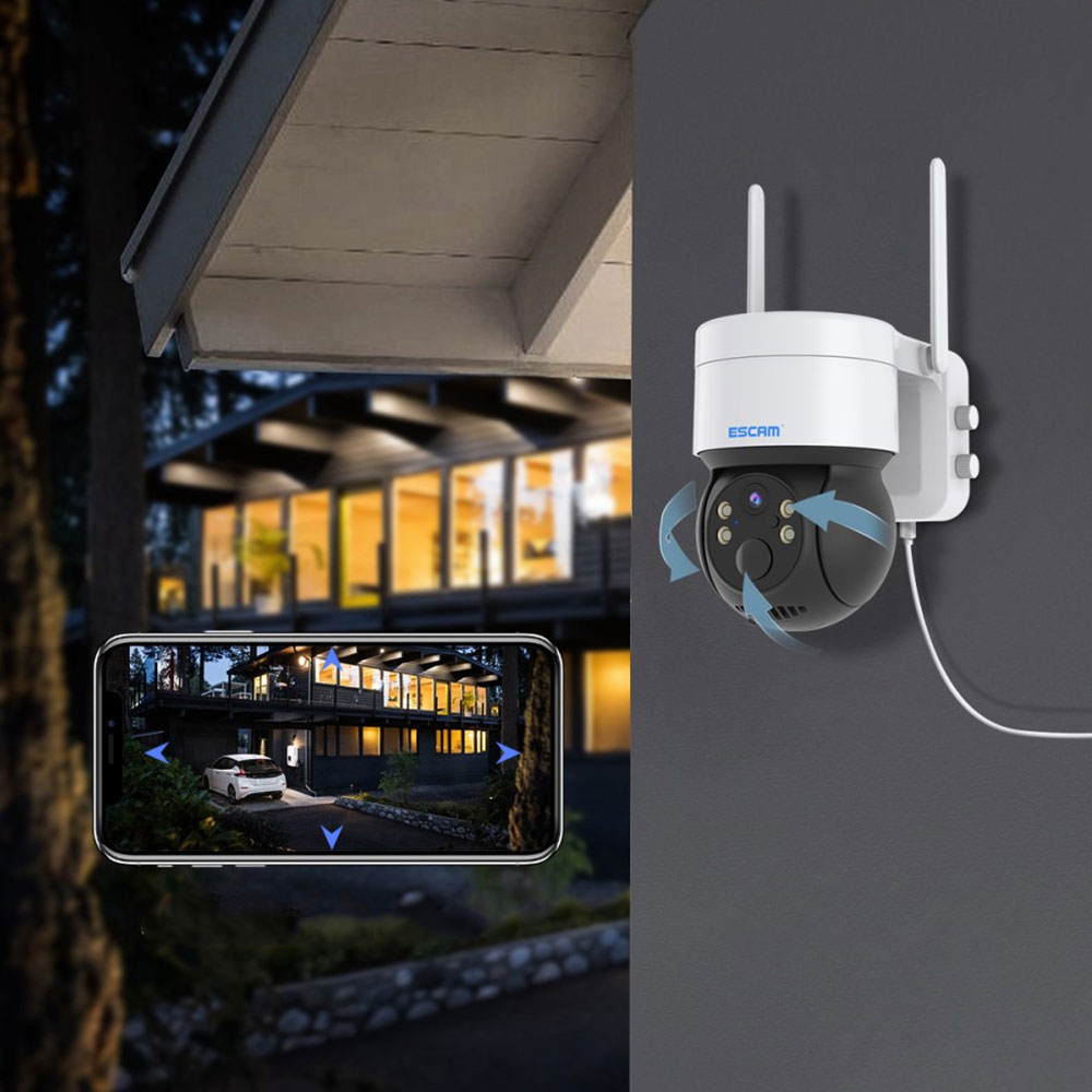 WiFi Solar IP Kamera 2MP 1080p mit 2-Wege-Audio / Infrarot LED's / Bewegungserkennung / Micro SD iOS/Android (IP66) - Weiss