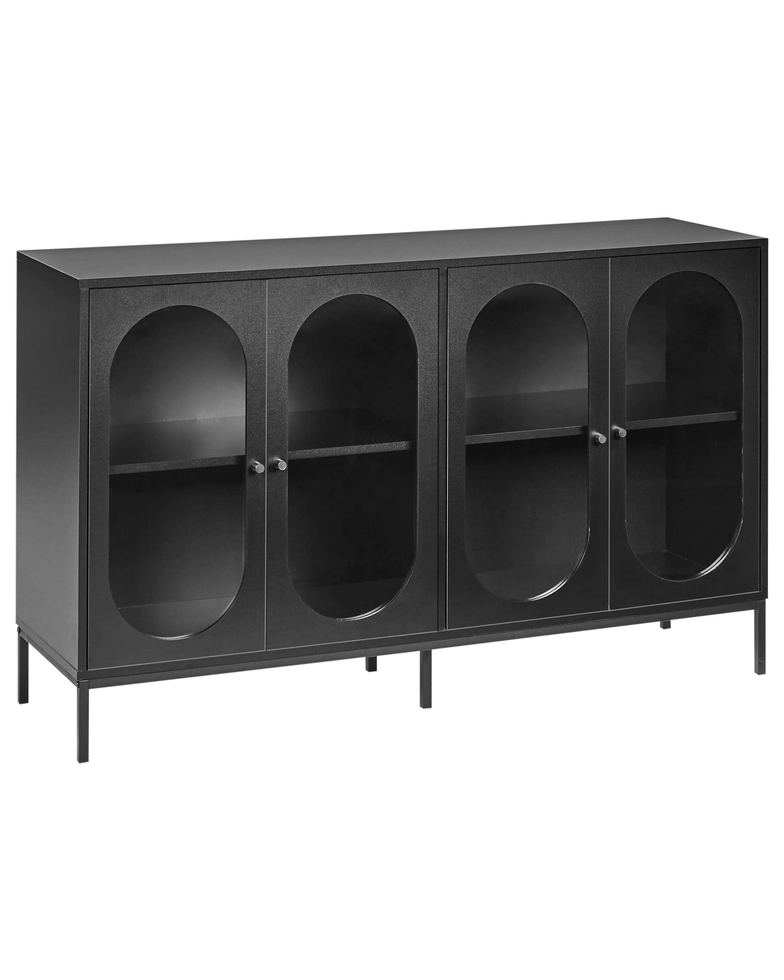 Dressoir met glazen deuren LANGFORD 137 cm Zwart