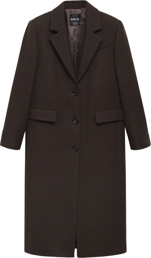 MANGO Structured wool coat Brown