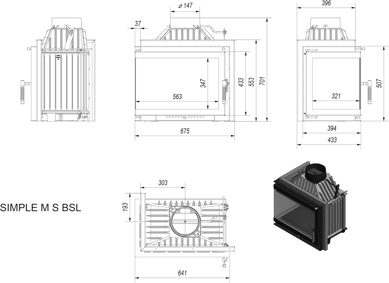 Kratki Kamineinsatz Gusseisen 8kW – Ø150mm – Linksöffnung – Ökodesign – BImSchV 2, HKI-Zertifiziert – Sauberes Glas & Hoher Wirkungsgrad Mit Kaminscheibenreiniger