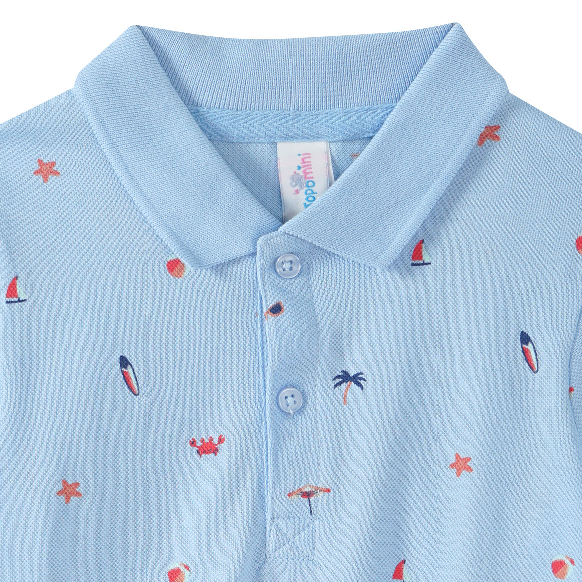Topomini Baby Poloshirt mit Allover-Print hellblau