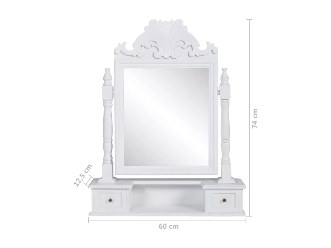 Coiffeuse avec miroir pivotant rectangulaire MDF