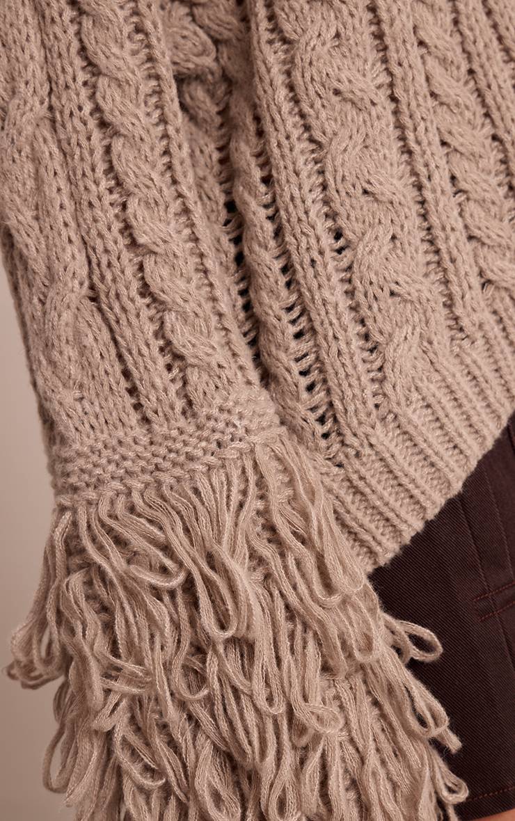 Beige Synthétiquell En Maille Torsadée Avec Finitions Bouclettes
