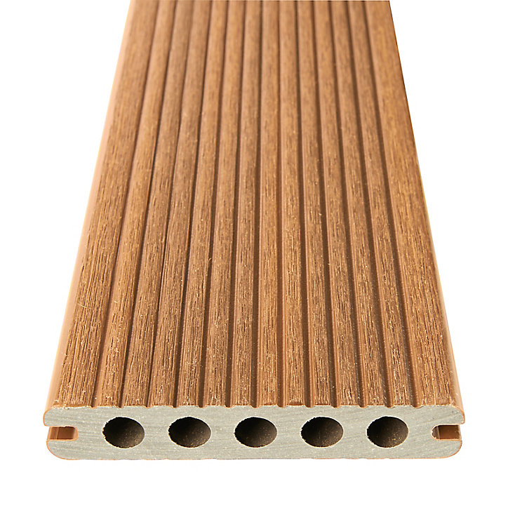 Lame de terrasse composite teck GoodHome Hudson L.240 x l.12,7 cm