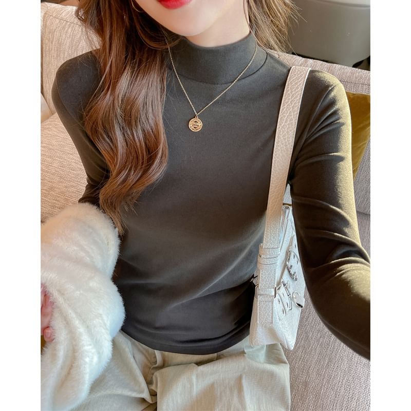 Hopsi - Effen T-shirt met lange mouwen en mockneck
