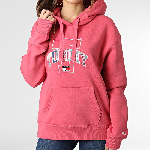 Sweat Capuche Femme Relaxed Tartan 4870 Rose