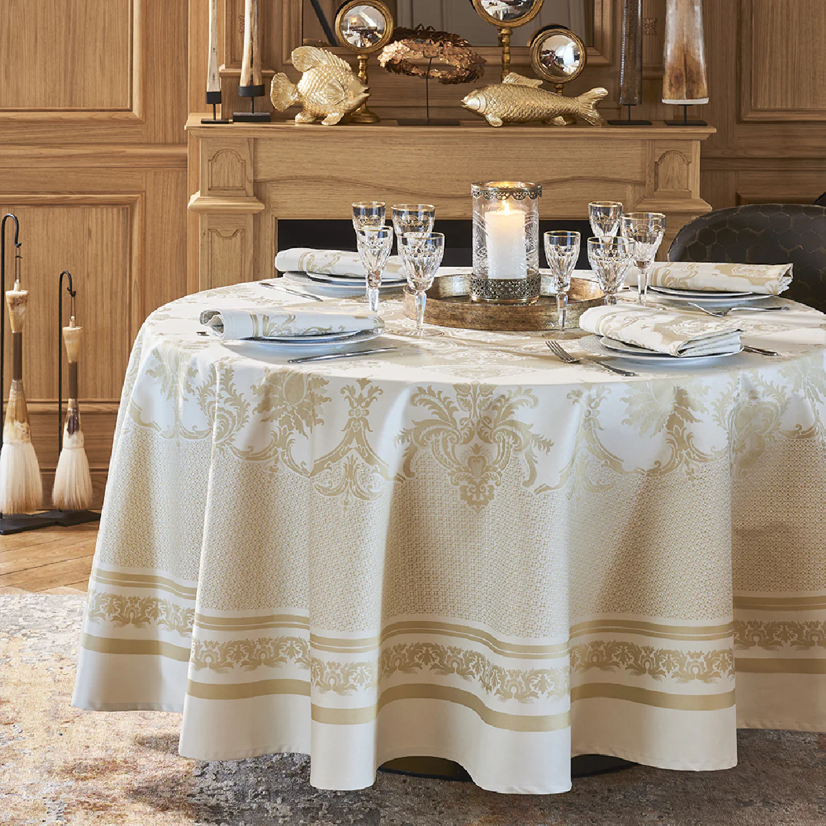 Nappe antitache déperlant coton & autres fibres beige 174X304 Garnier
