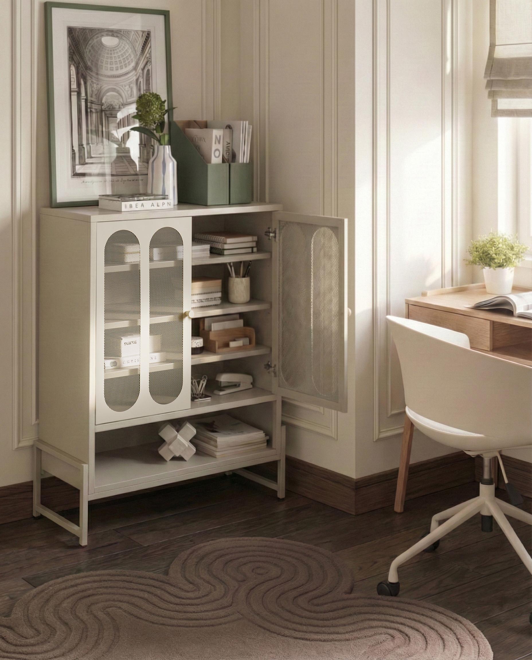 Dressoir met 2 deuren SOLETTA Metaal Beige