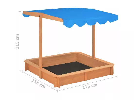 Bac à sable avec bois marron 115 x 115 x 115 cm 02_0005055