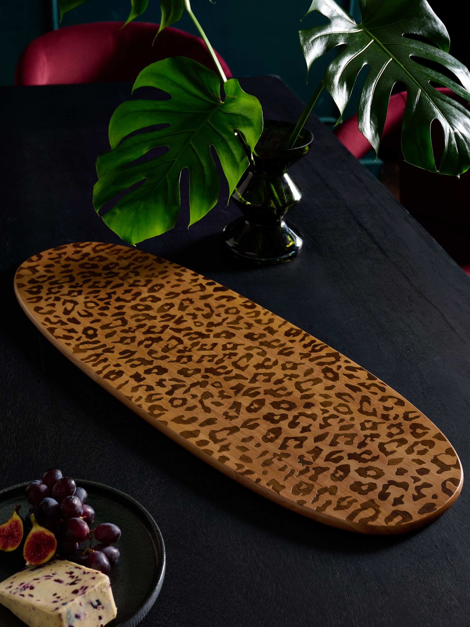 Wood Leopard Pattern XL Serve Board
