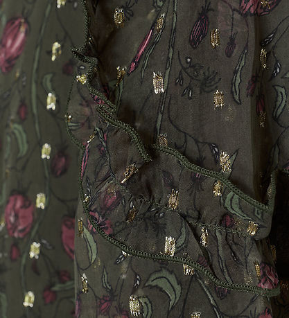 Creamie Kleid - Flower Dot - Olive Nacht