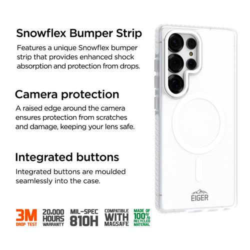 Samsung Galaxy S25 Ultra Blizzard Case GRS Schutzhülle aus Recycelten Materialien MagSafe-Modul (EGCA00841) - Weiss