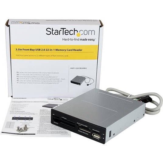 StarTech.com Lecteur de cartes mémoire interne de 3,5 pouces avec port USB 2.0 - Multicartes 22-en-1 - Noir