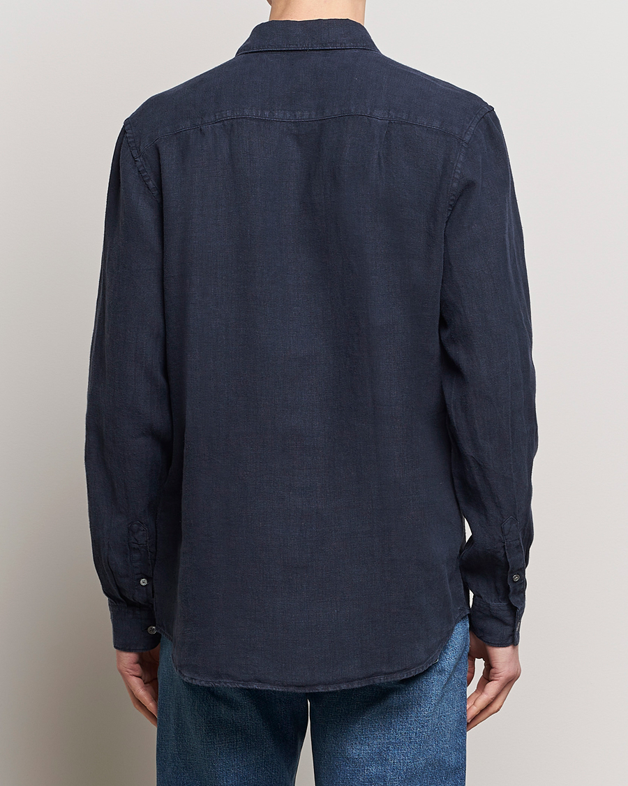 A Day's March Abu Linen Shirt Dark Navy