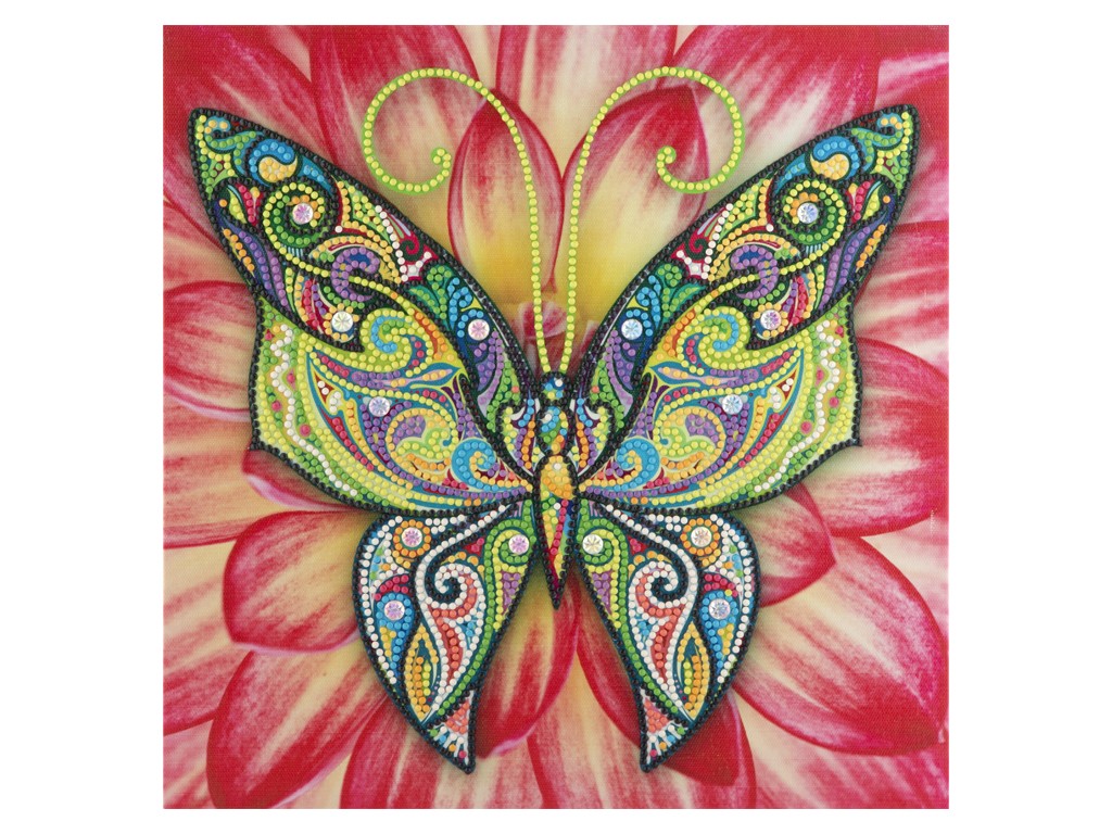 Grafix - Diamond Painting på Lærred - Sommerfugl 30 x 30 cm