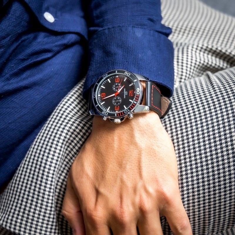 Montre Homme GIORGIO bracelet Cuir Noir