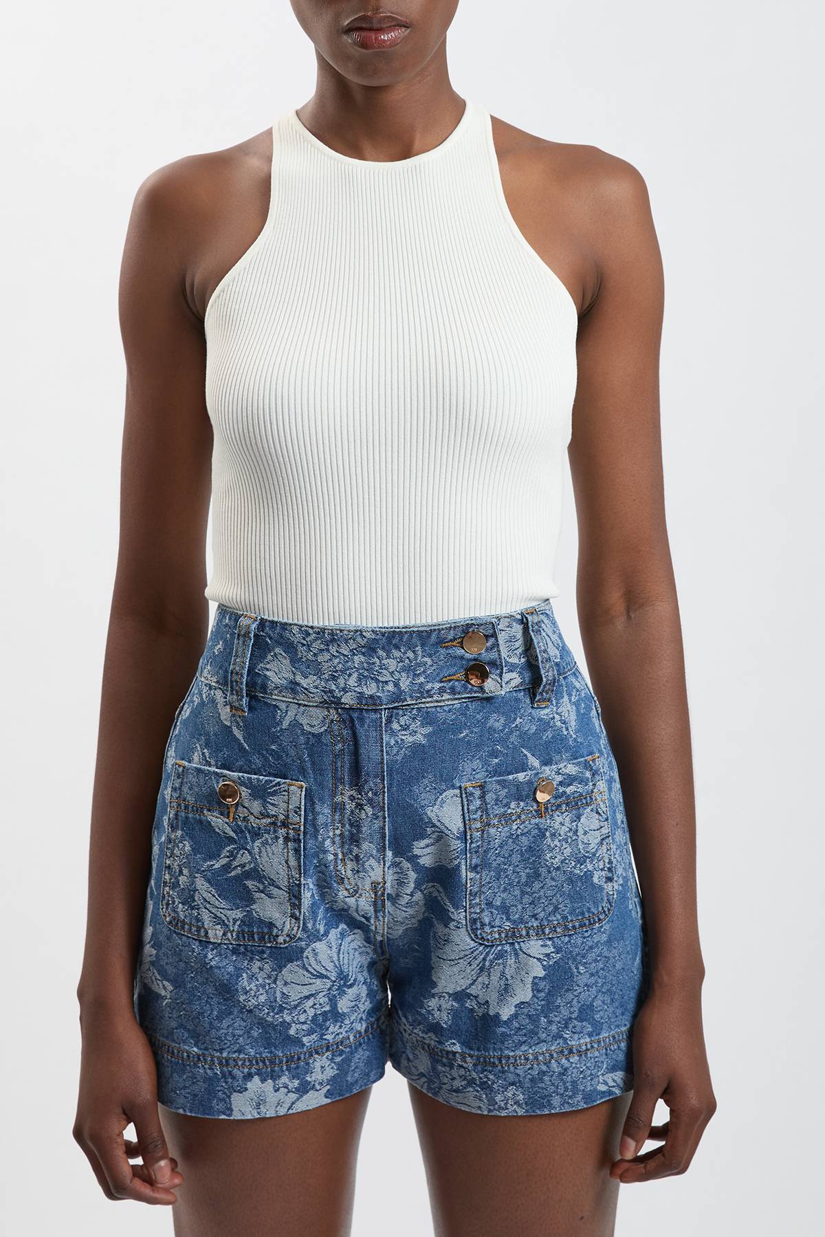 KarenMillen Short En Denim Jacquard