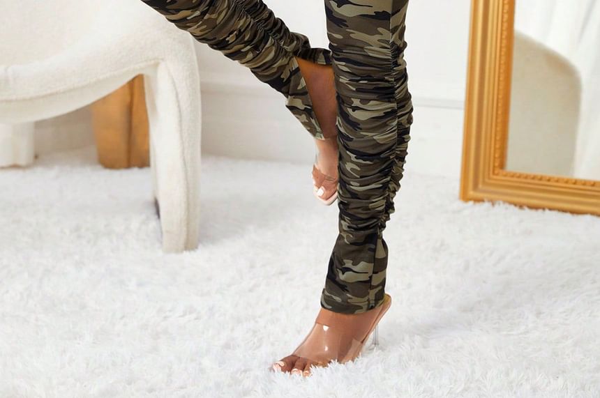 Miss Adams - Legging met hoge taille en camouflageprint