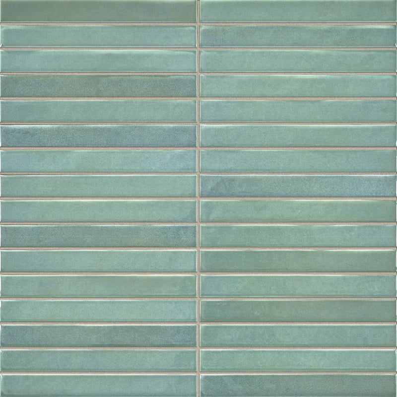 Tegelsample: Jabo Pencil Kromo Sage mozaïektegel 35x35cm