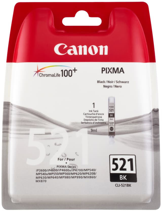Canon blækpatron CLI-521BK Sort