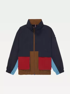 Jaqueta Regata Adaptável com Gola Alta e Blocos de Cores