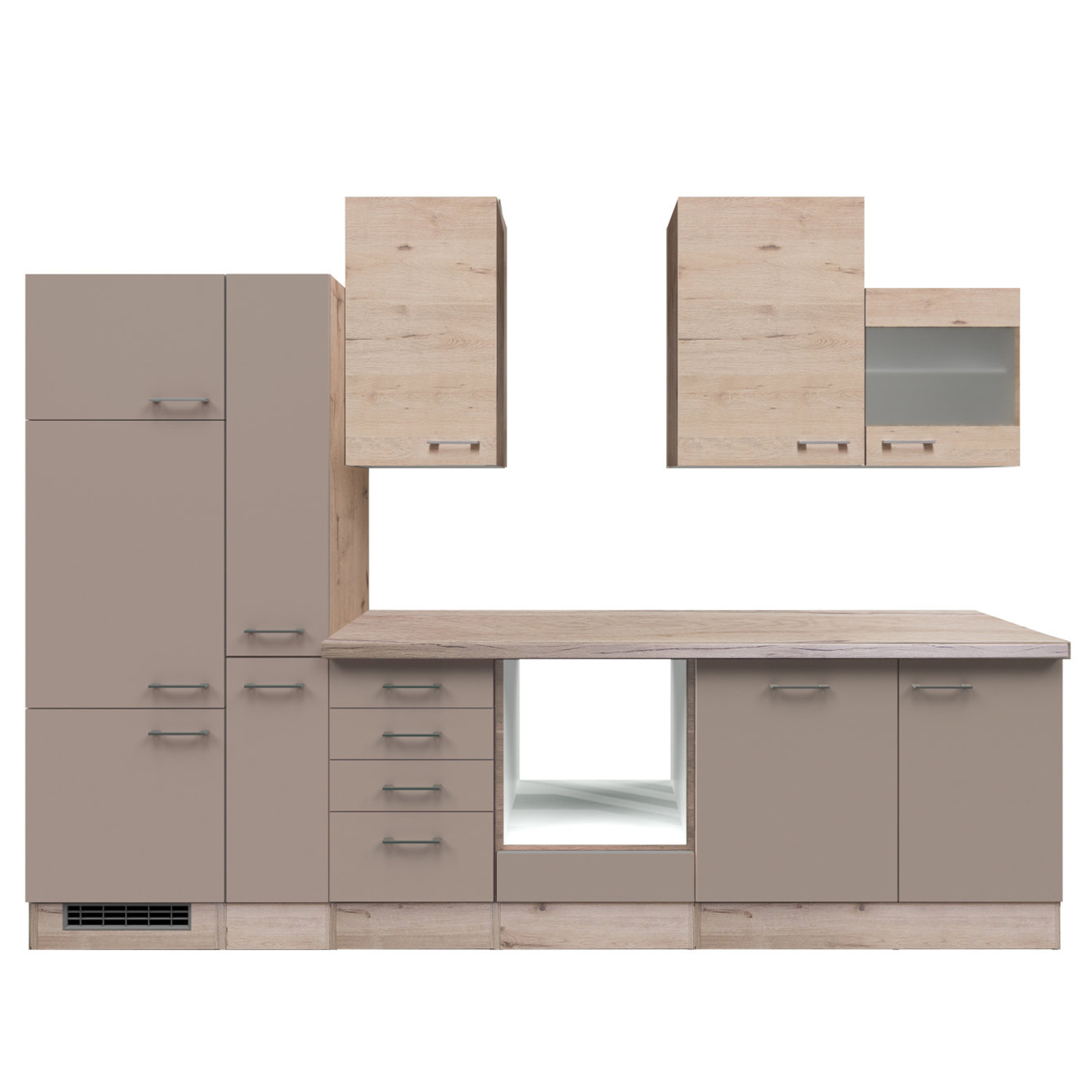 Küchenblock RIVA - Quarz-Cubanit-San Remo Eiche - 310 cm