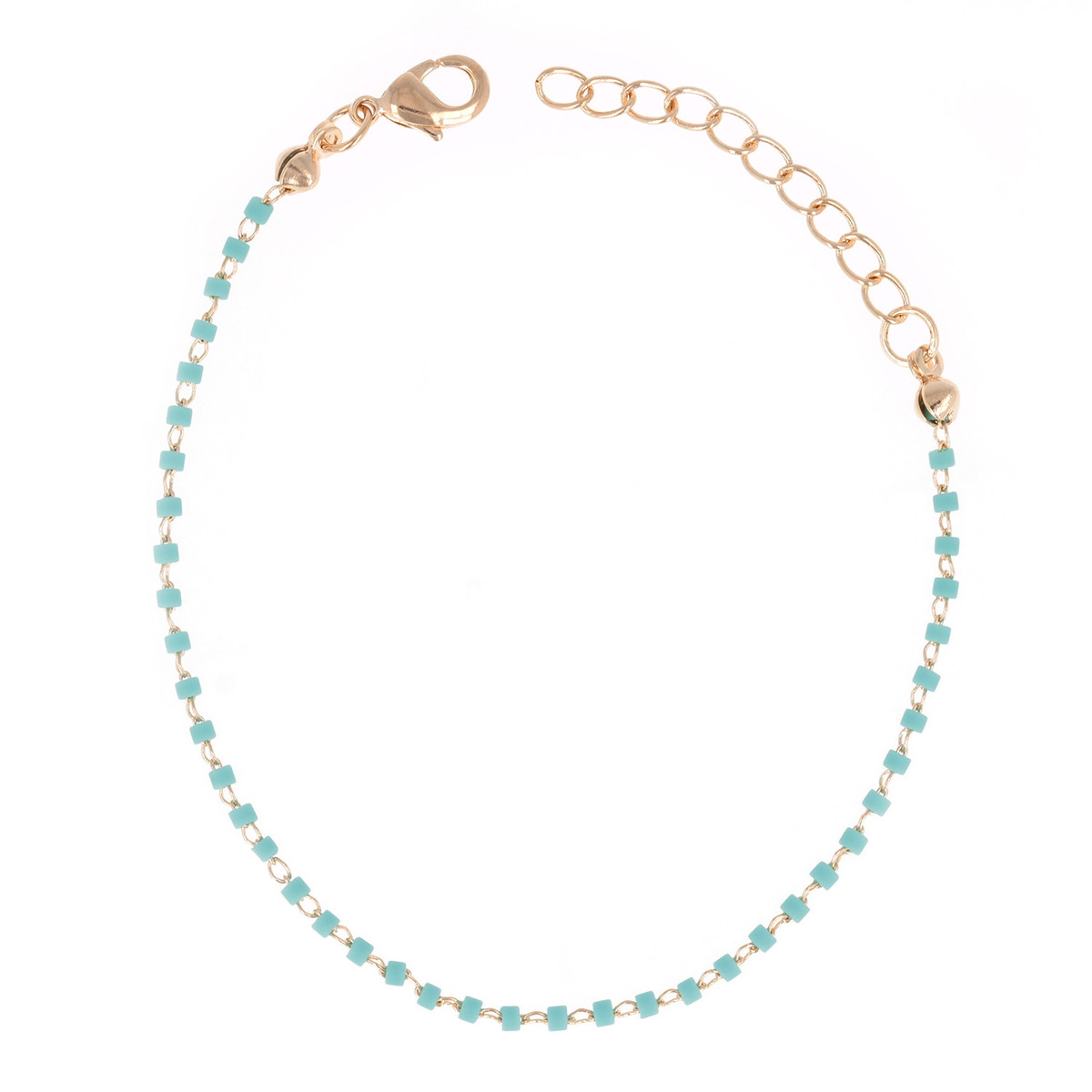 Bracelet plaqué or avec résine bleu 15cm+3cm