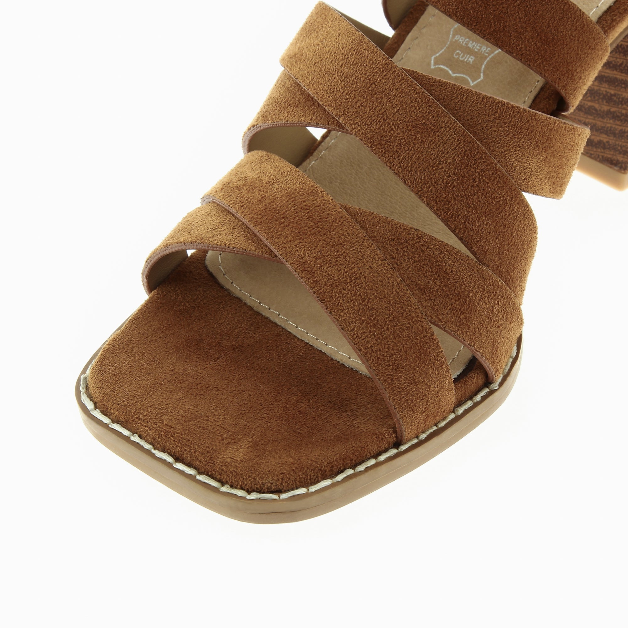 Sandales à talon, Compensées-Sandales Carrie camel à multibrides croisées et talon haut
