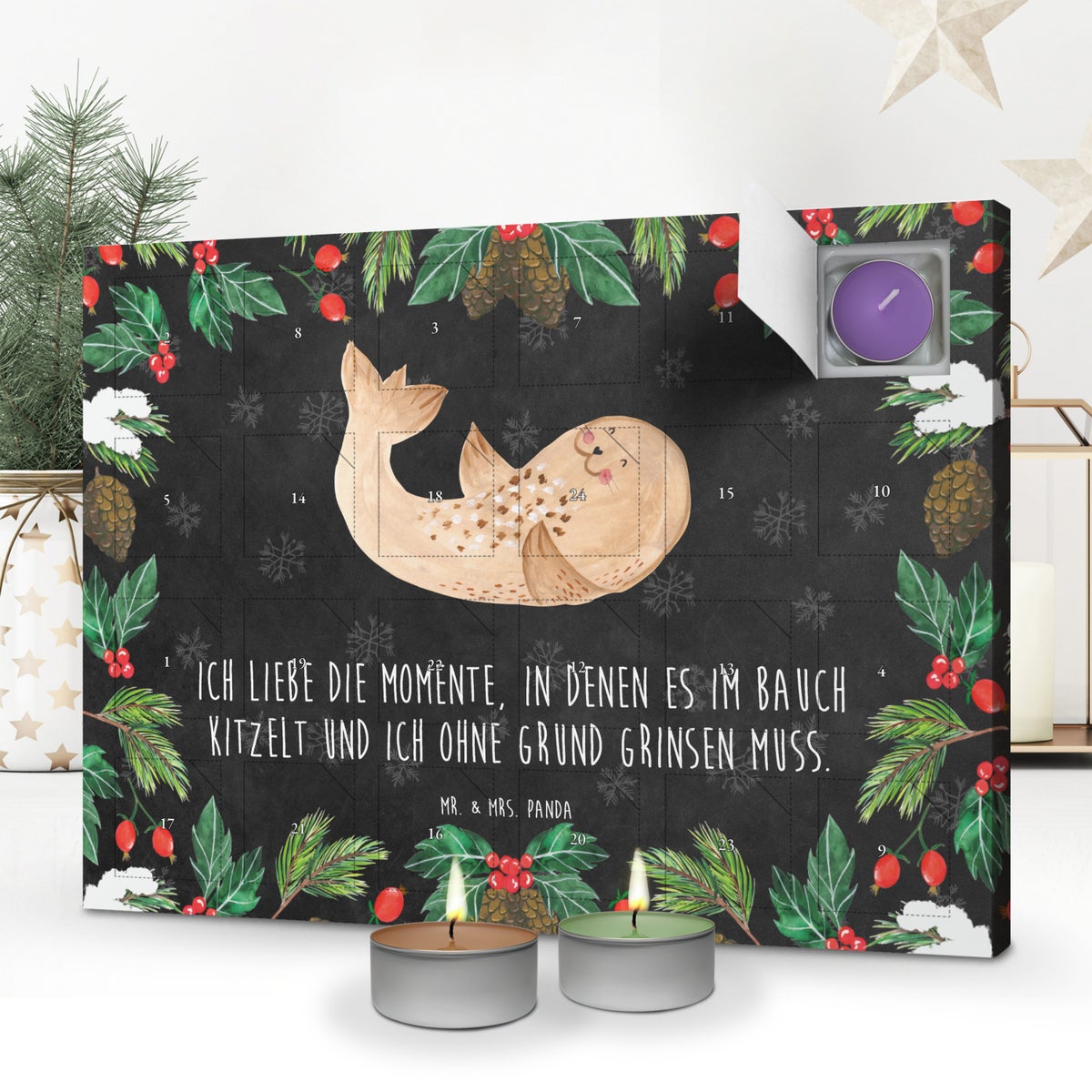 Mr. & Mrs. Panda Geurkaars Adventskalender Zegel Loungers - Zwart