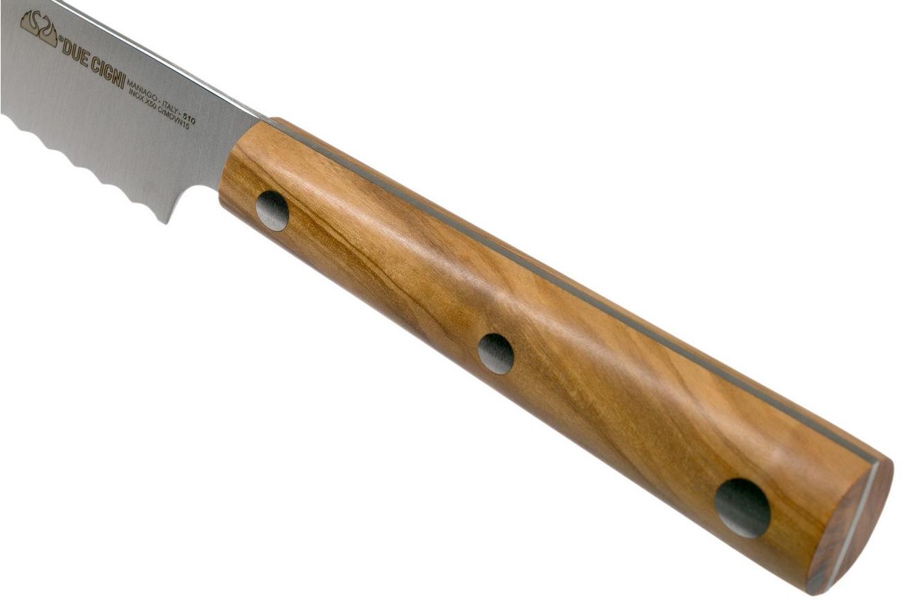 Due Cigni Hakucho pankiri/ broodmes 21 cm, olijfhout