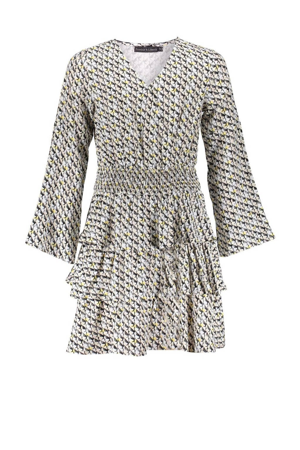 Frankie&Liberty jurk met all over print zwart/wit