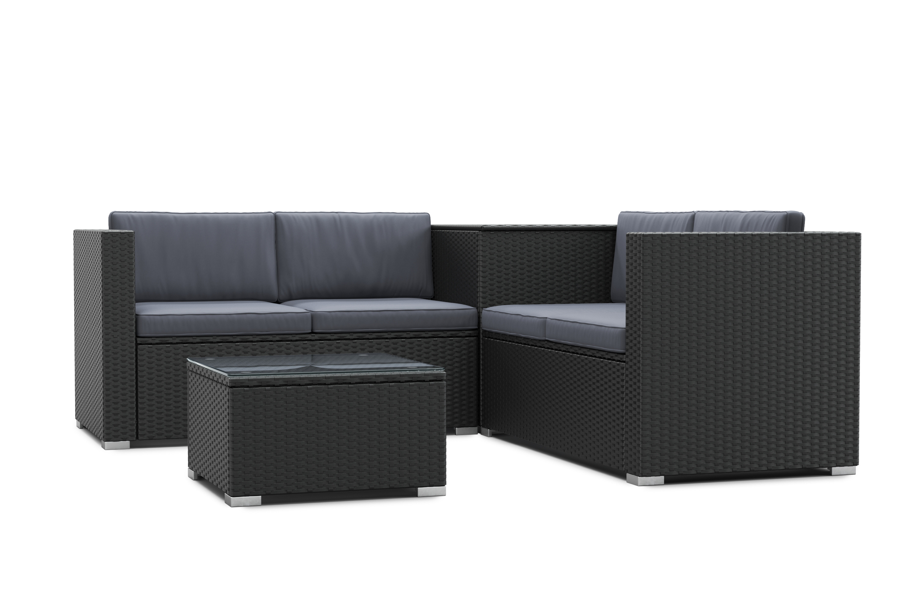 Rattanlounge SAN MARINO schwarz/anthrazit