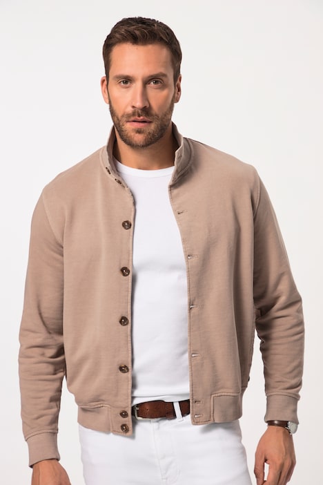 JP 1880 Sweatjacke, Stehkragen, Knopfleiste, Vintage Look, bis 8 XL