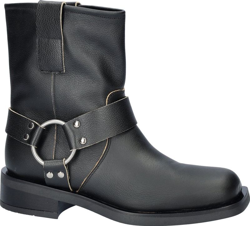 Nelson - Dames Biker Boot - Zwart - Leer - Rubberen Zool - Western-Style