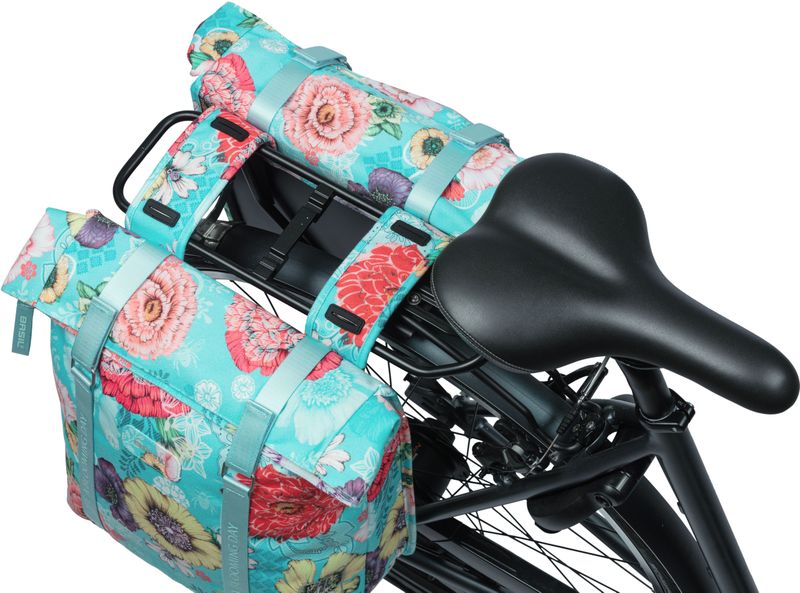 Basil Bloom Field Dubbele Fietstas - 28-35 Liter - Waterdicht - Blauw