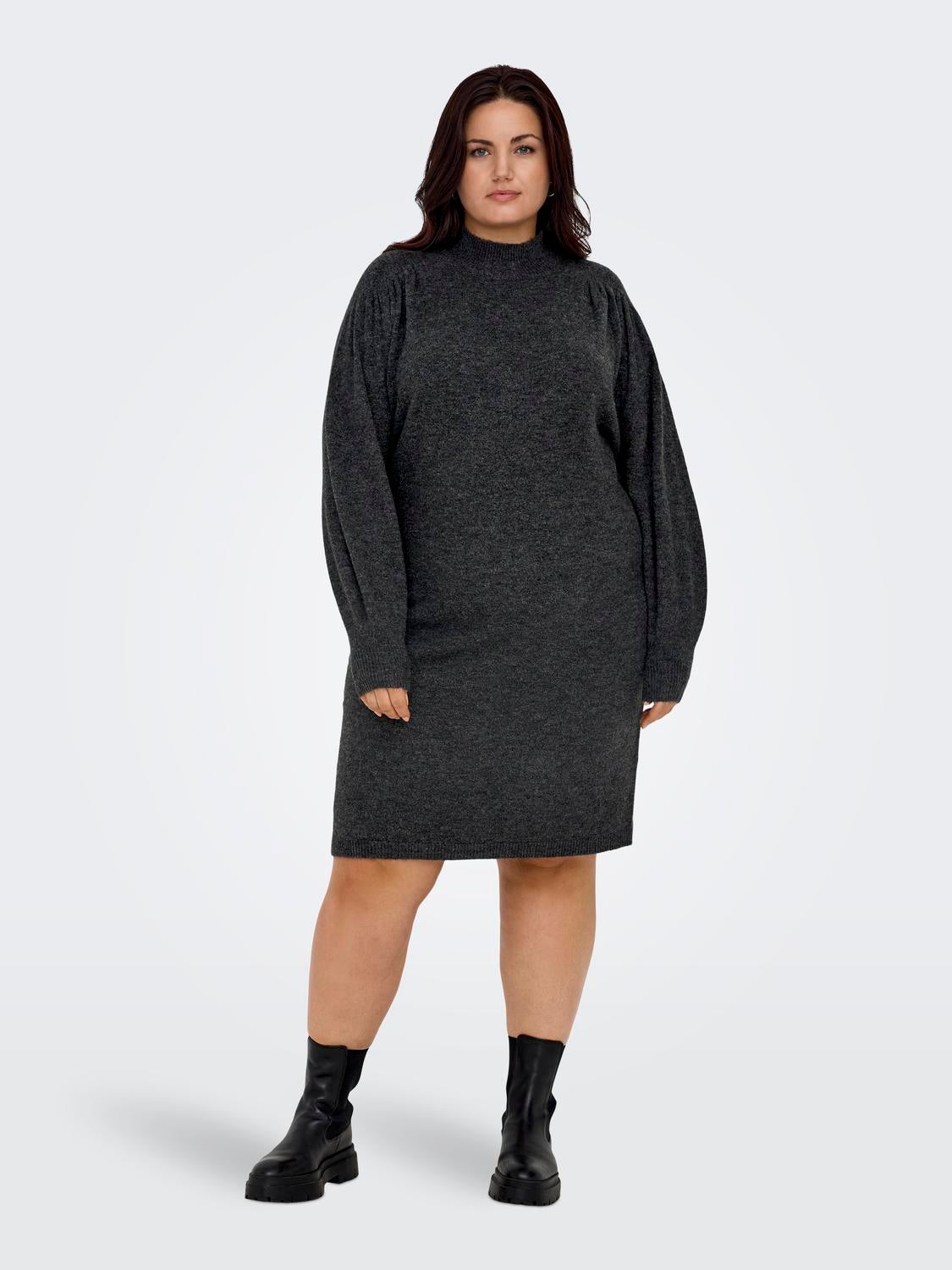 CAREMILIA Langes Kleid Dark Grey Melange