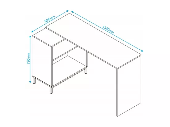 Bureau d'Angle Blanc et Meuble de Rangement 2 Niches