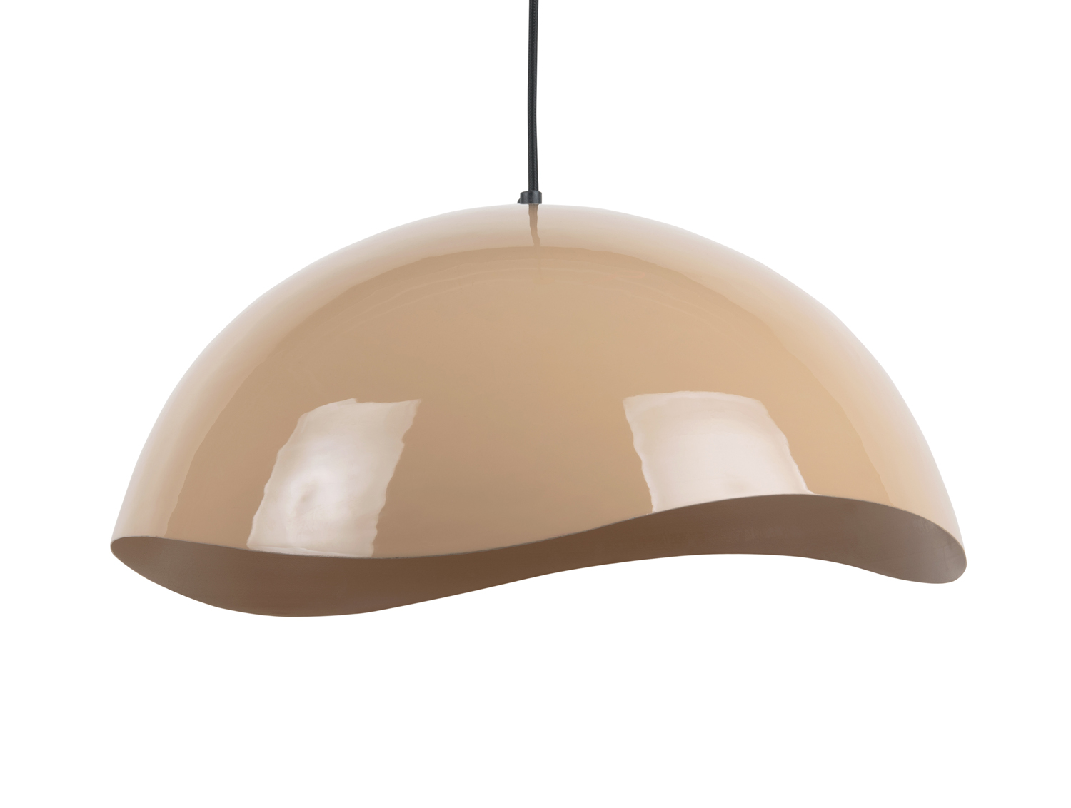 Pendant lamp Waved large enamel soft brown