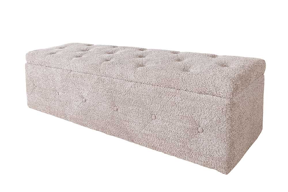 Chesterfield Bettbank EXTRAVAGANCIA 140cm champagner greige Bouclè mit Stauraum