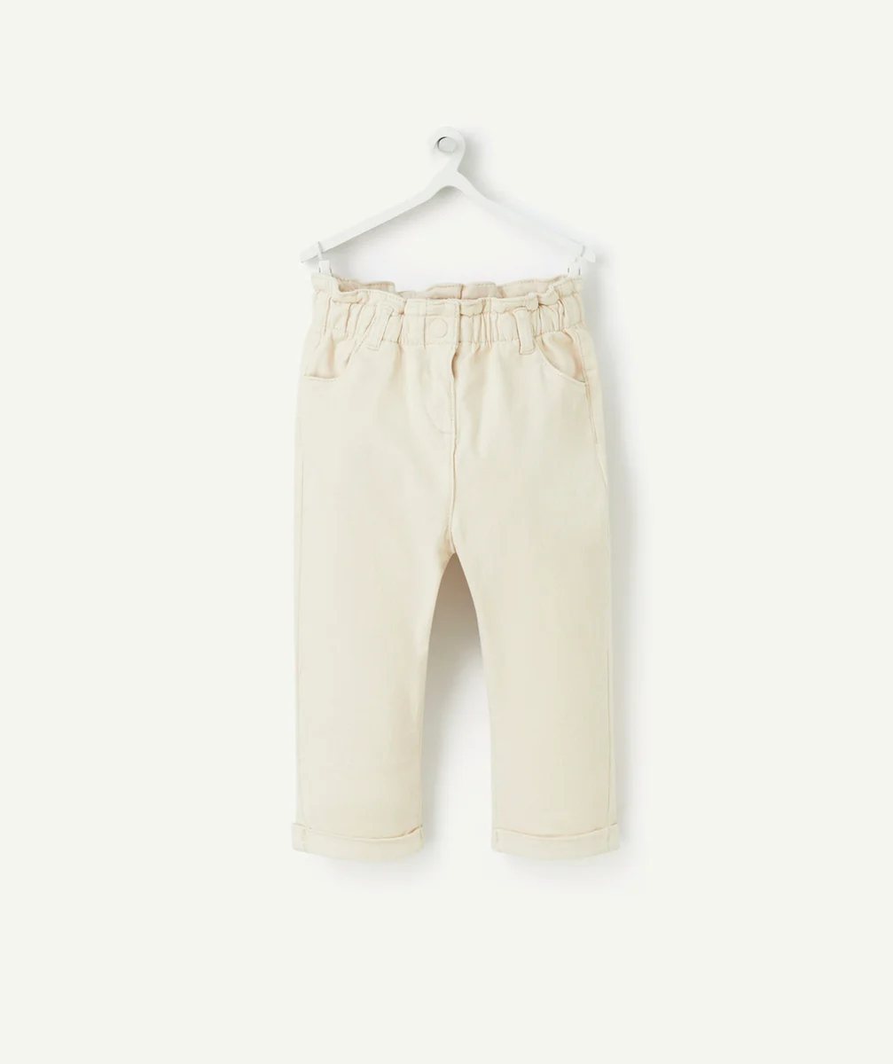 PANTALON RELAX BÉBÉ FILLE EN FIBRES RECYCLÉES BEIGE