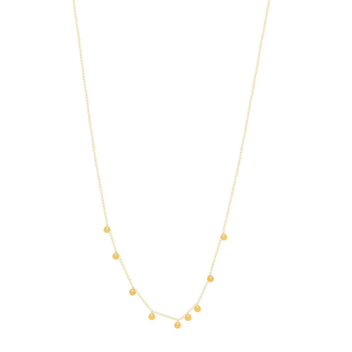 Collier or jaune 750 45 cm pampilles disques