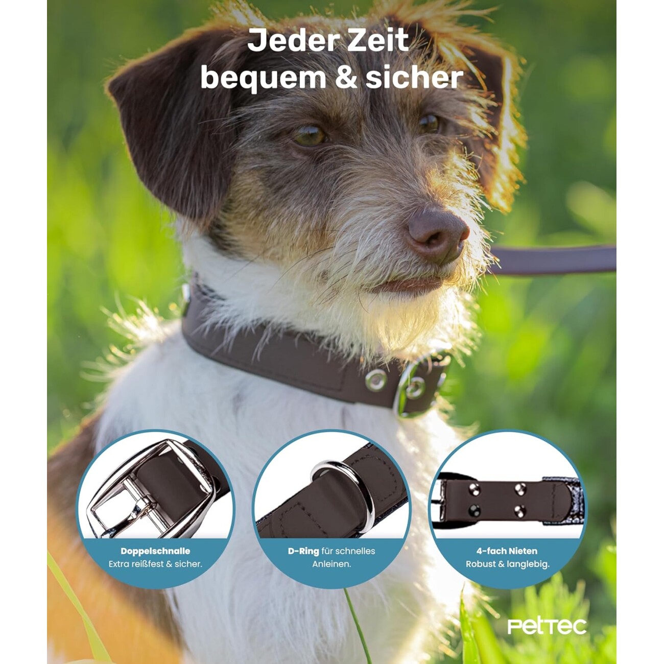 PetTec veganes Hundehalsband braun M